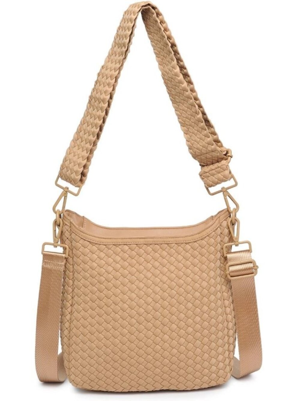 Sol & Selene Kismet Nude Woven Neoprene Tan Tote Crossbody Shoulder Handbag NWT